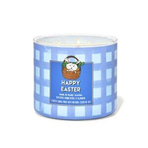 Bath & Body Works Happy Easter Tutti Frutti Candle 3-Wick Candle Blue Gingham